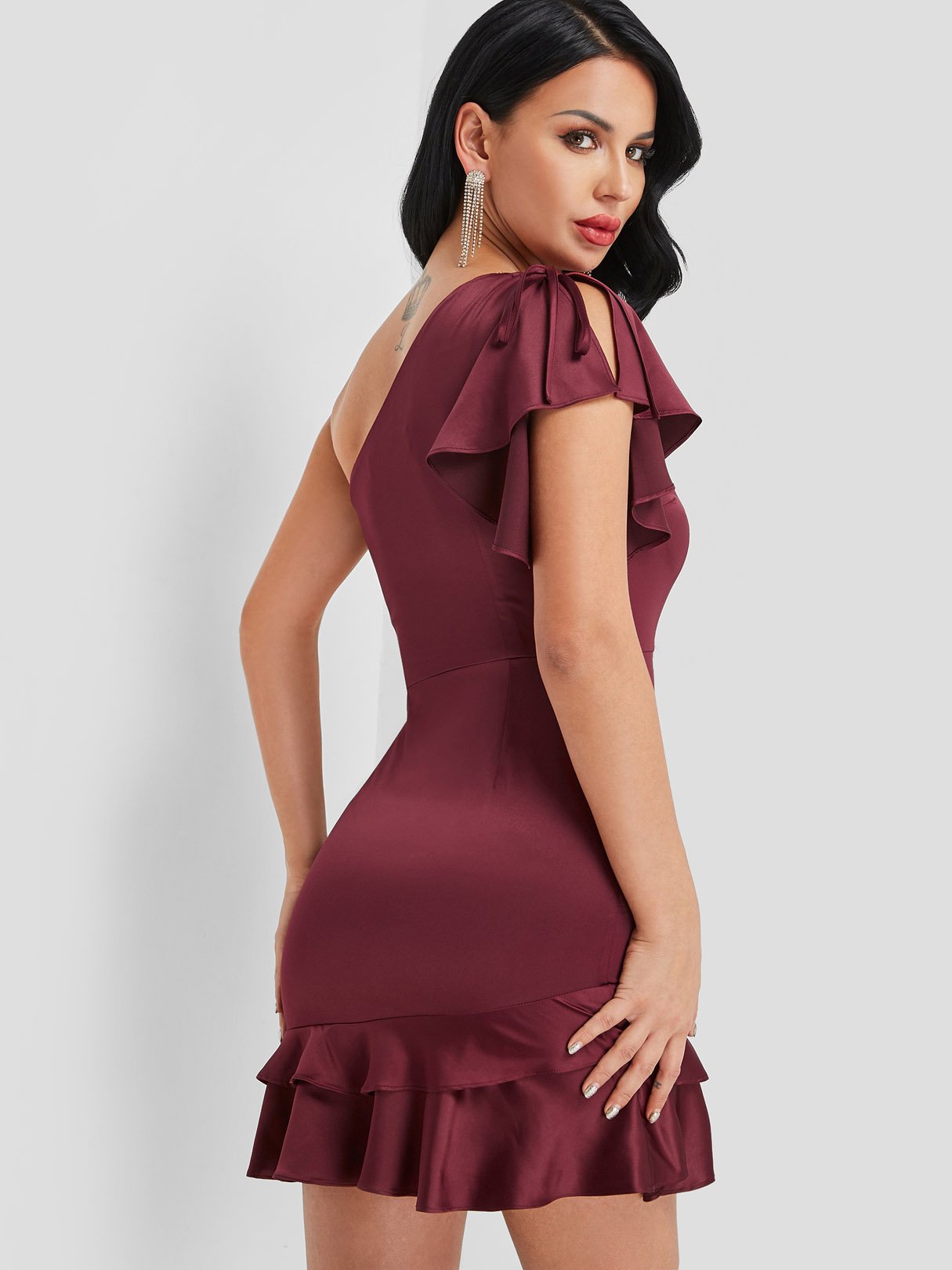 NEW FEELING Womens Burgundy Sexy Dresses