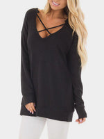 Wholesale V-Neck Crossed Front Long Sleeve T-Shirts