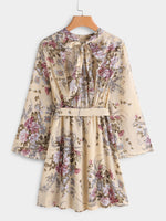 NEW FEELING Womens Khaki Floral Dresses