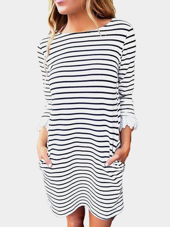 Custom Womens Striped Mini Dresses