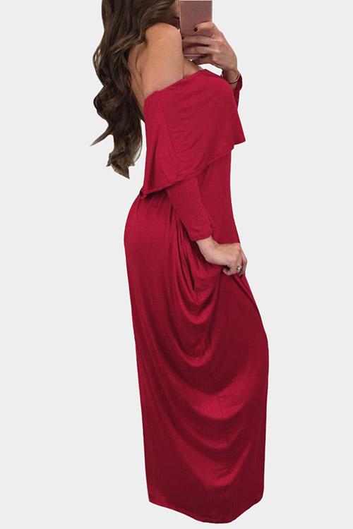 NEW FEELING Womens Burgundy Maxi Dresses