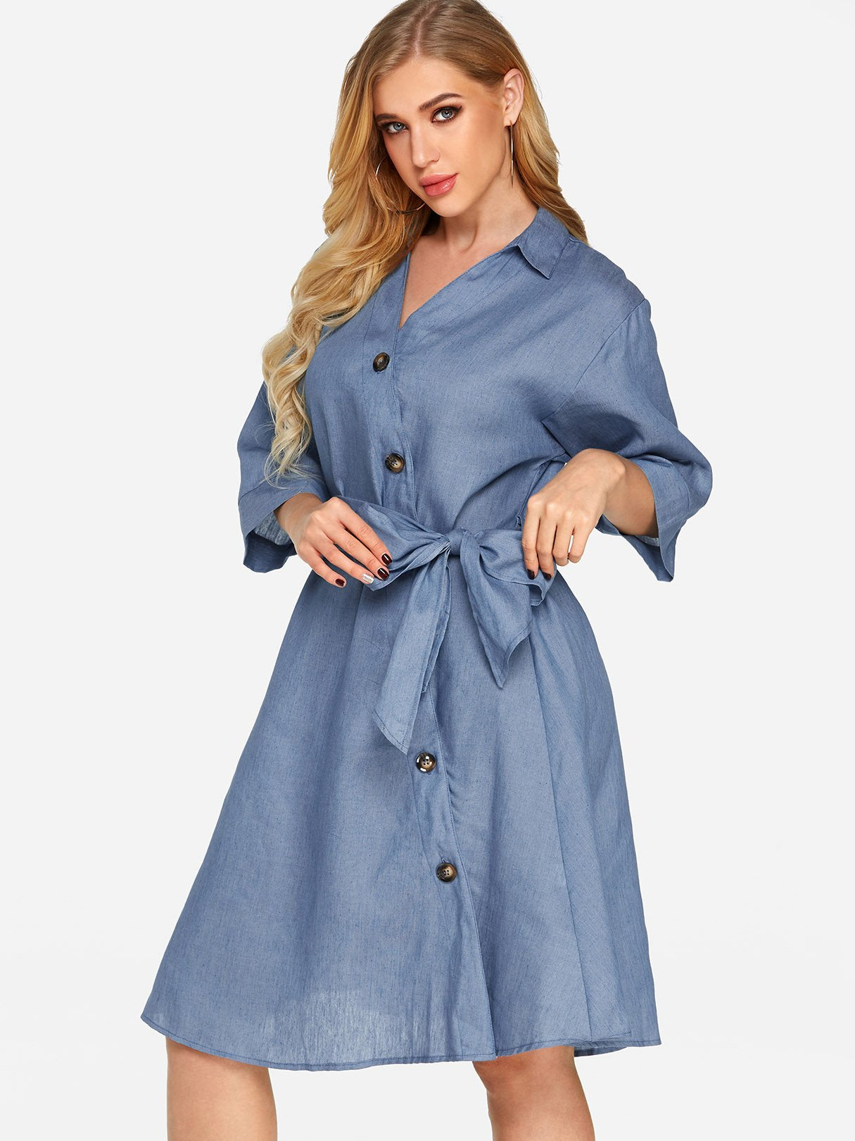 ODM Ladies 3/4 Sleeve Casual Dresses