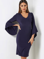 OEM Ladies Navy Midi Dresses