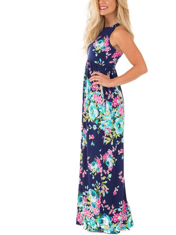 OEM Ladies Navy Maxi Dresses