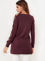 NEW FEELING Womens Burgundy T-Shirts