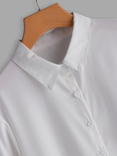 Wholesale Plain Long Sleeve High-Low Hem Plus Size Tops