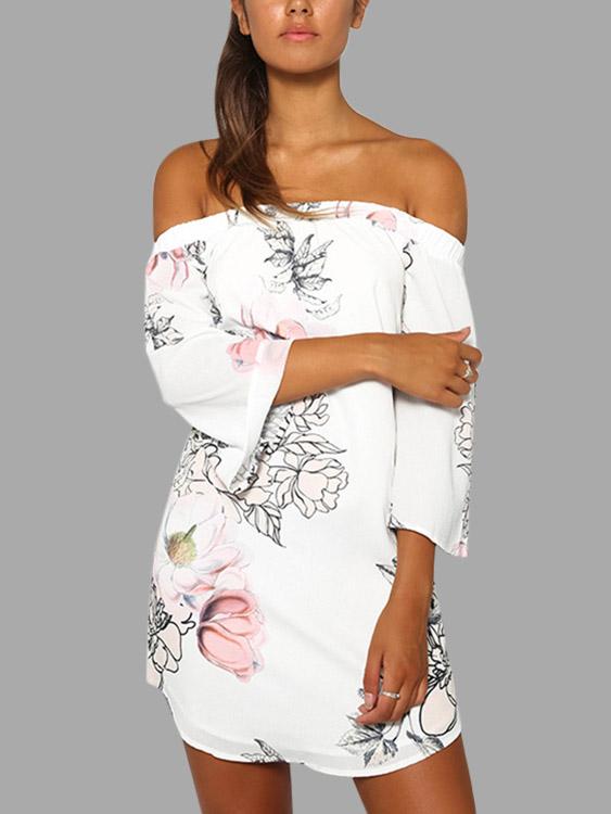 OEM Ladies White Floral Dresses