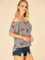 OEM Ladies Striped Blouses