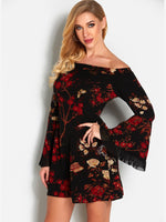 OEM Ladies Black Floral Dresses
