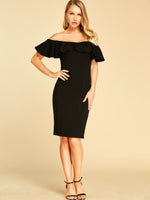 NEW FEELING Womens Black Off The Shoulder Dresses