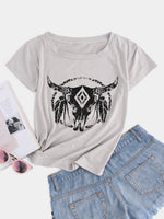 Wholesale Round Neck Printed Short Sleeve Grey T-Shirts