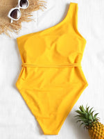 NEW FEELING Womens Yellow One-Pieces