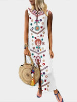 Wholesale V-Neck Sleeveless Floral Print Slit Hem Dress