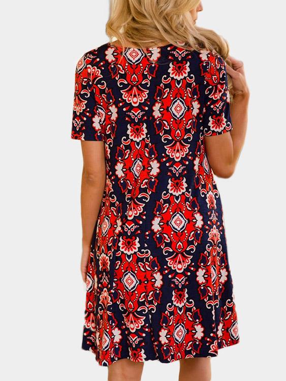 NEW FEELING Womens Red Floral Dresses