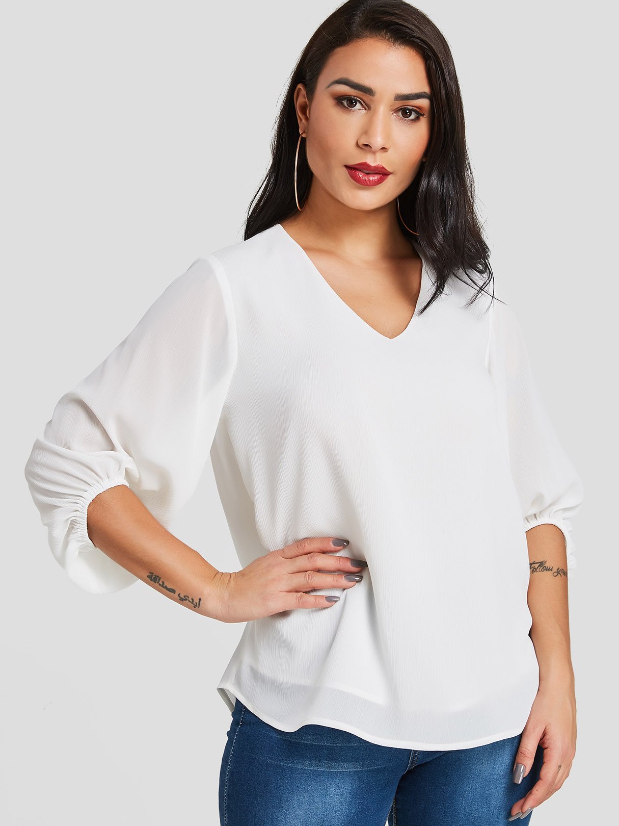 NEW FEELING Womens White Blouses