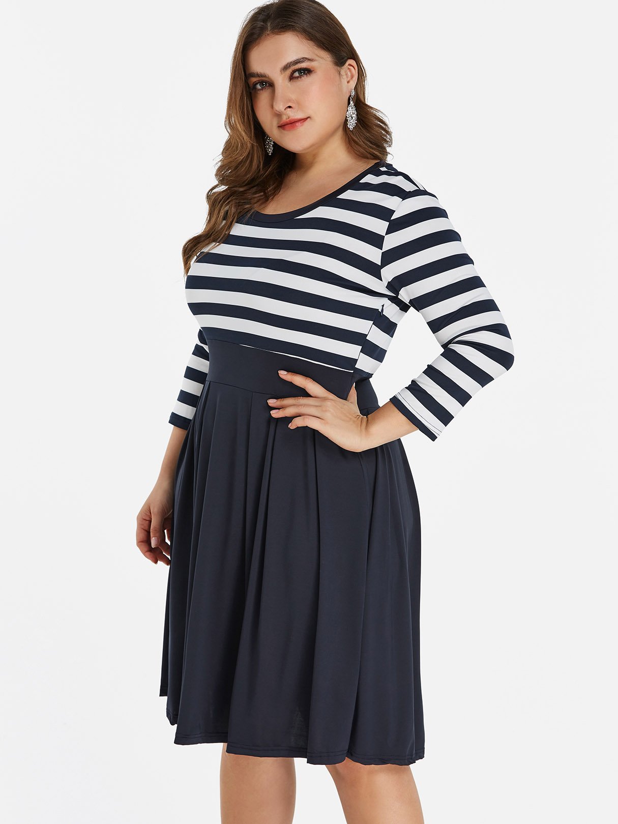 OEM Ladies Striped Plus Size Dresses
