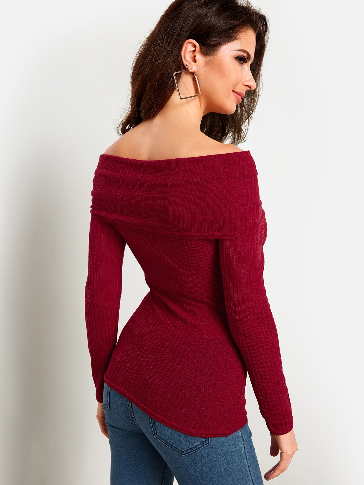 NEW FEELING Womens Burgundy T-Shirts