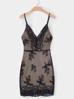 Wholesale Black Deep V Neck Sleeveless Zip Back Backless Sequins Embellished Spaghetti Strap Bodycon Sexy Dress