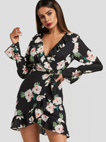 OEM Ladies Black Floral Dresses