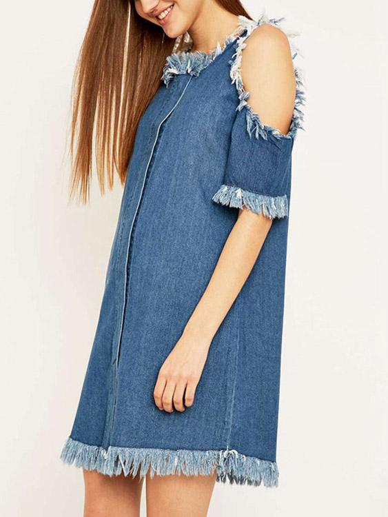 OEM Ladies Blue Casual Dresses