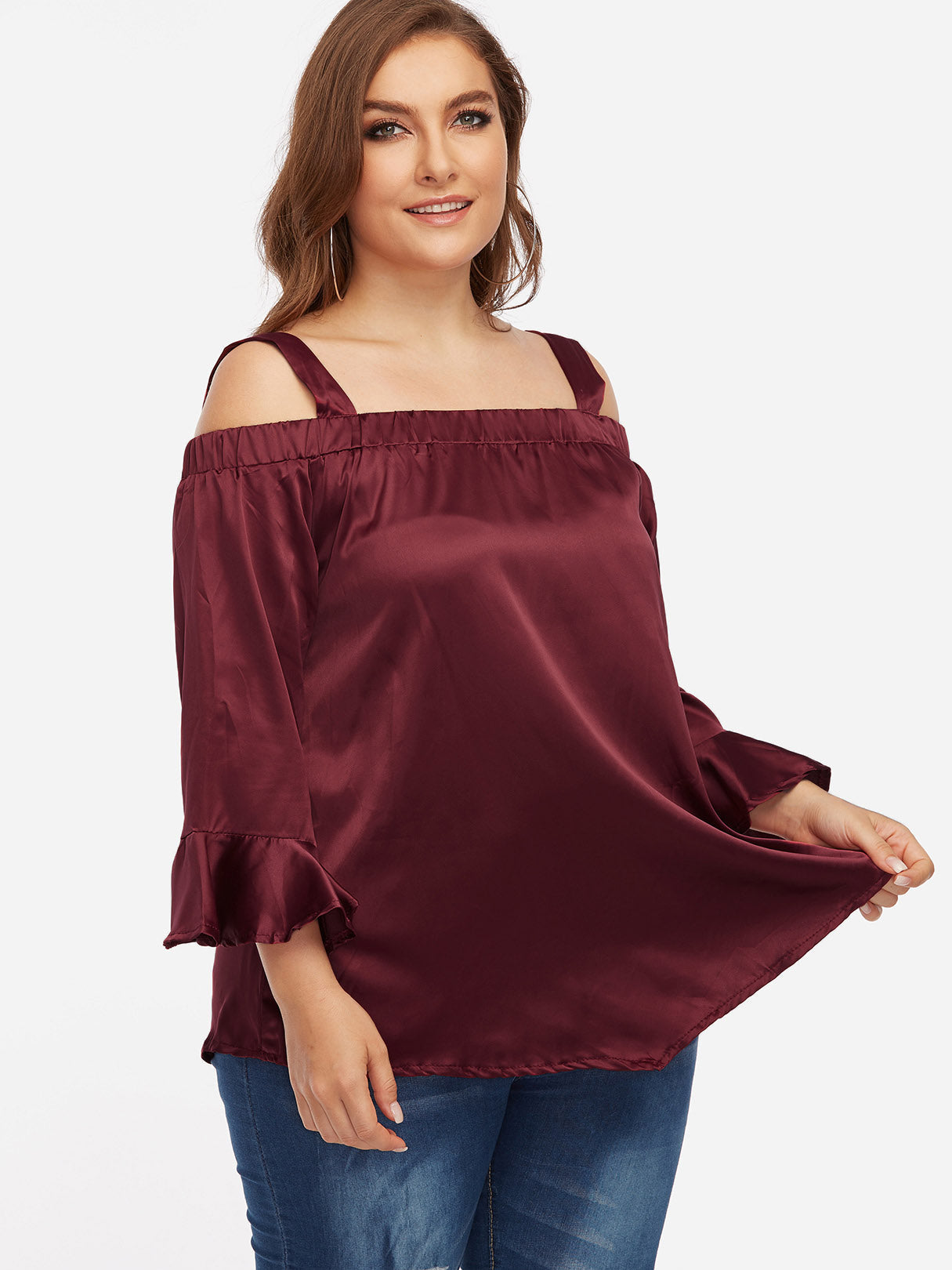 OEM Ladies Burgundy Plus Size Tops
