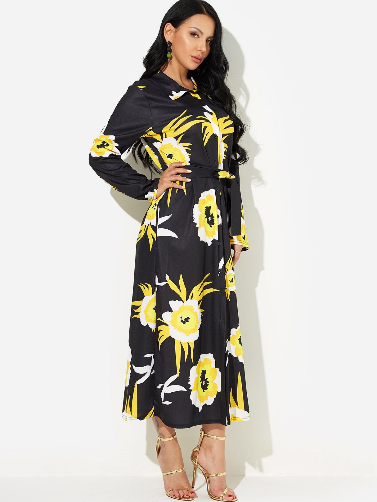 OEM Ladies Black Floral Dresses
