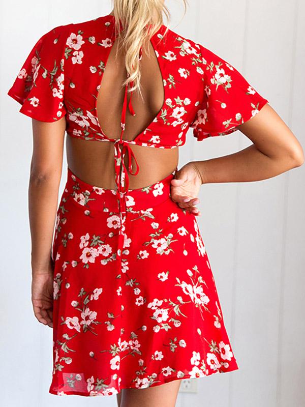 NEW FEELING Womens Red Casual Dresses