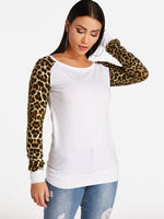 Wholesale Round Neck Leopard Long Sleeve Tee