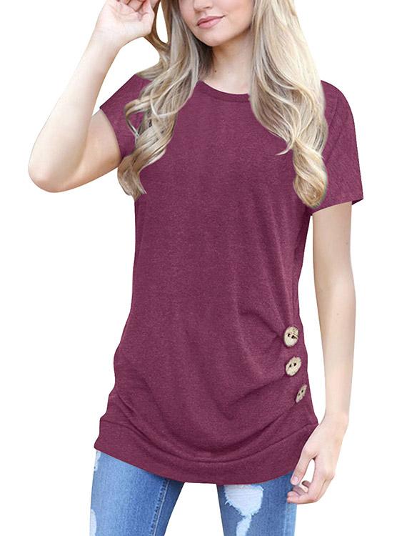 Wholesale Round Neck Short Sleeve Purple T-Shirts