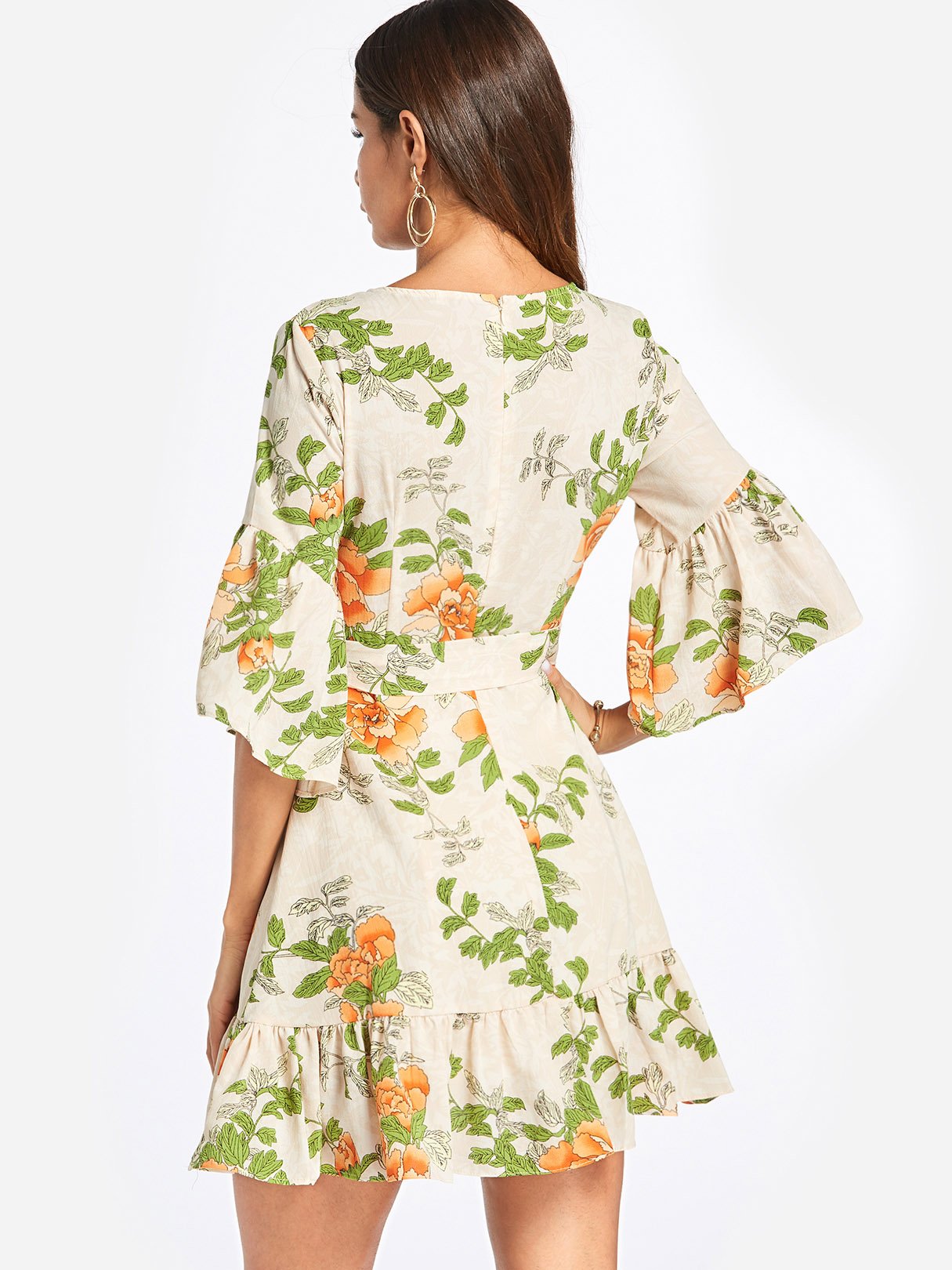 NEW FEELING Womens Green Floral Dresses