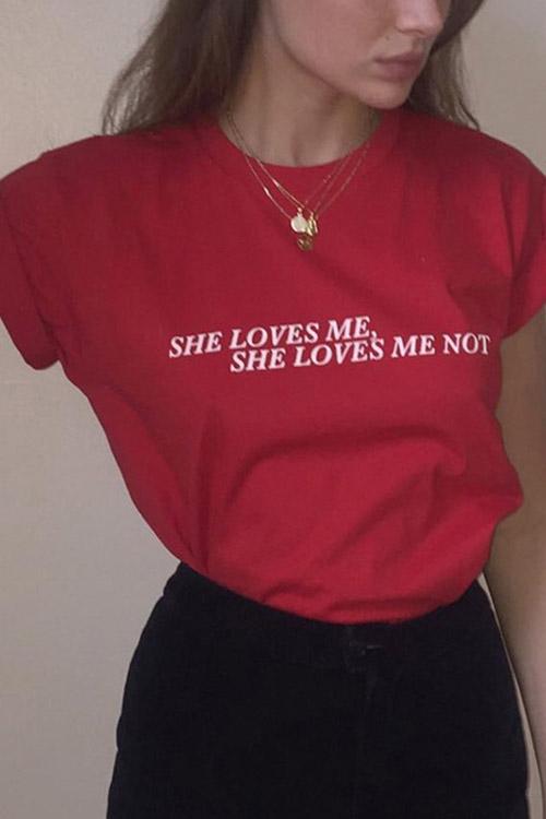 Wholesale Crew Neck Letter Short Sleeve Red T-Shirts