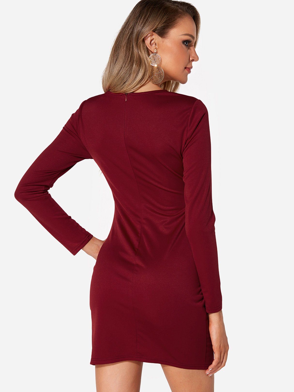 NEW FEELING Womens Burgundy V-Neck Dresses