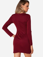NEW FEELING Womens Burgundy V-Neck Dresses