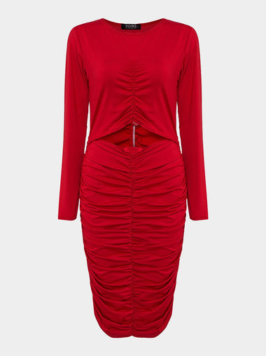 Wholesale Pleated Slim Midi Dresses With Cut Out