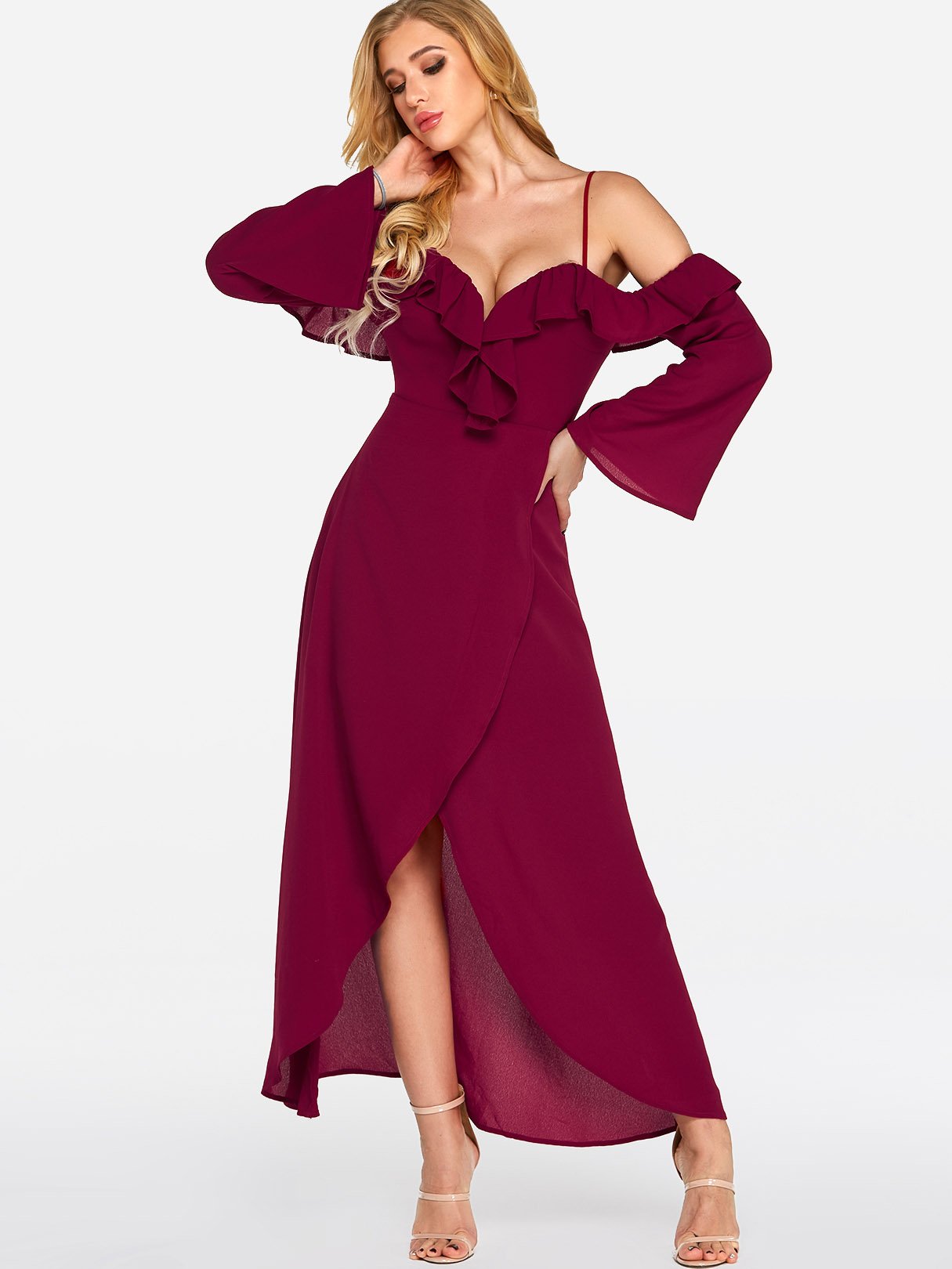 OEM Ladies Burgundy Sexy Dresses