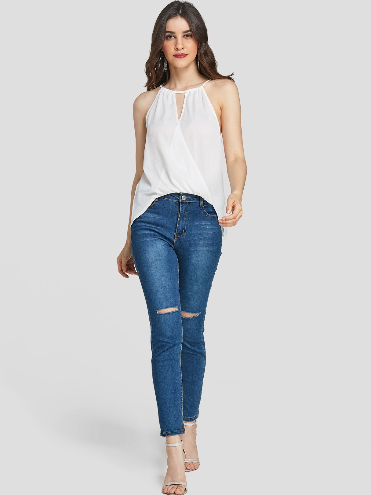NEW FEELING Womens White Blouses
