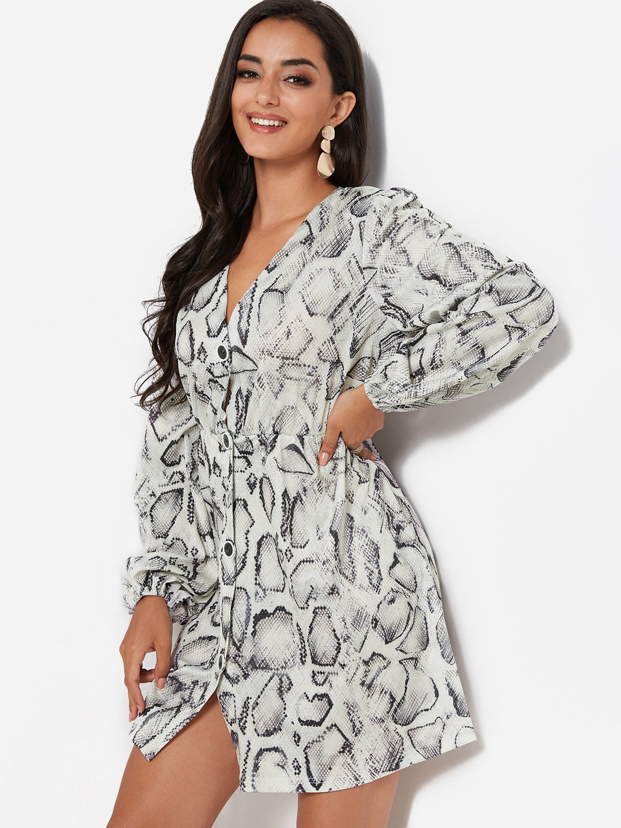 OEM Ladies White V-Neck Dresses