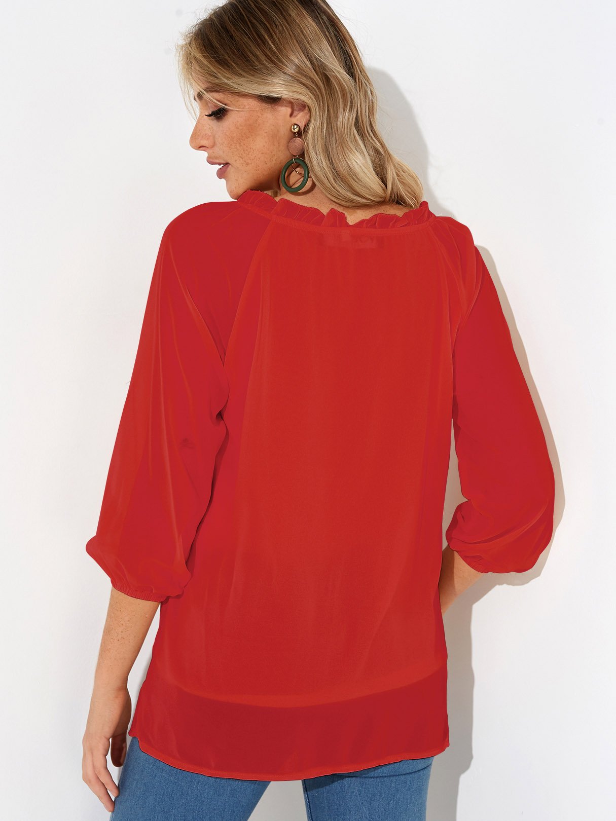 NEW FEELING Womens Red Blouses