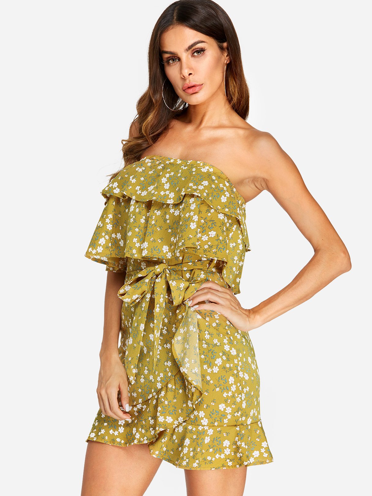 OEM Ladies Yellow Mini Dresses