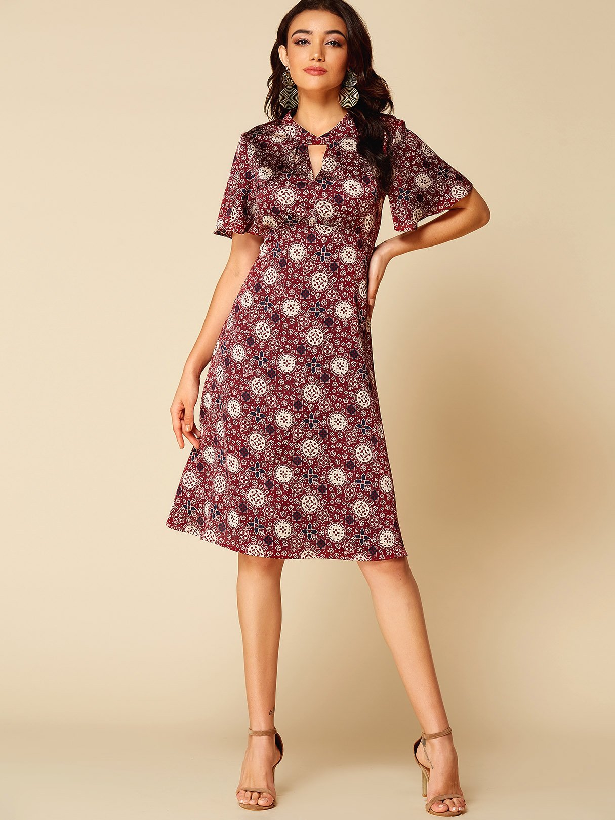 NEW FEELING Womens Burgundy Casual Dresses