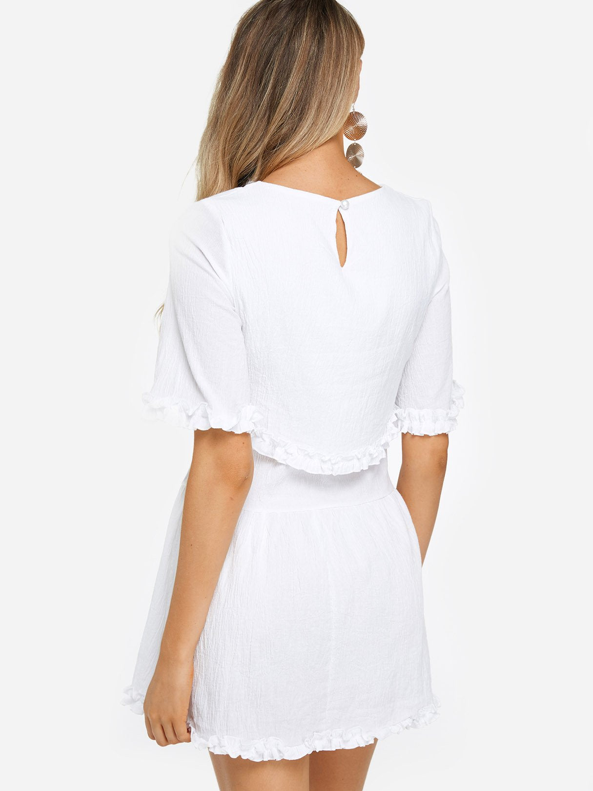 NEW FEELING Womens White Casual Dresses