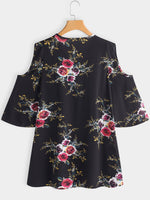 NEW FEELING Womens Black Floral Dresses
