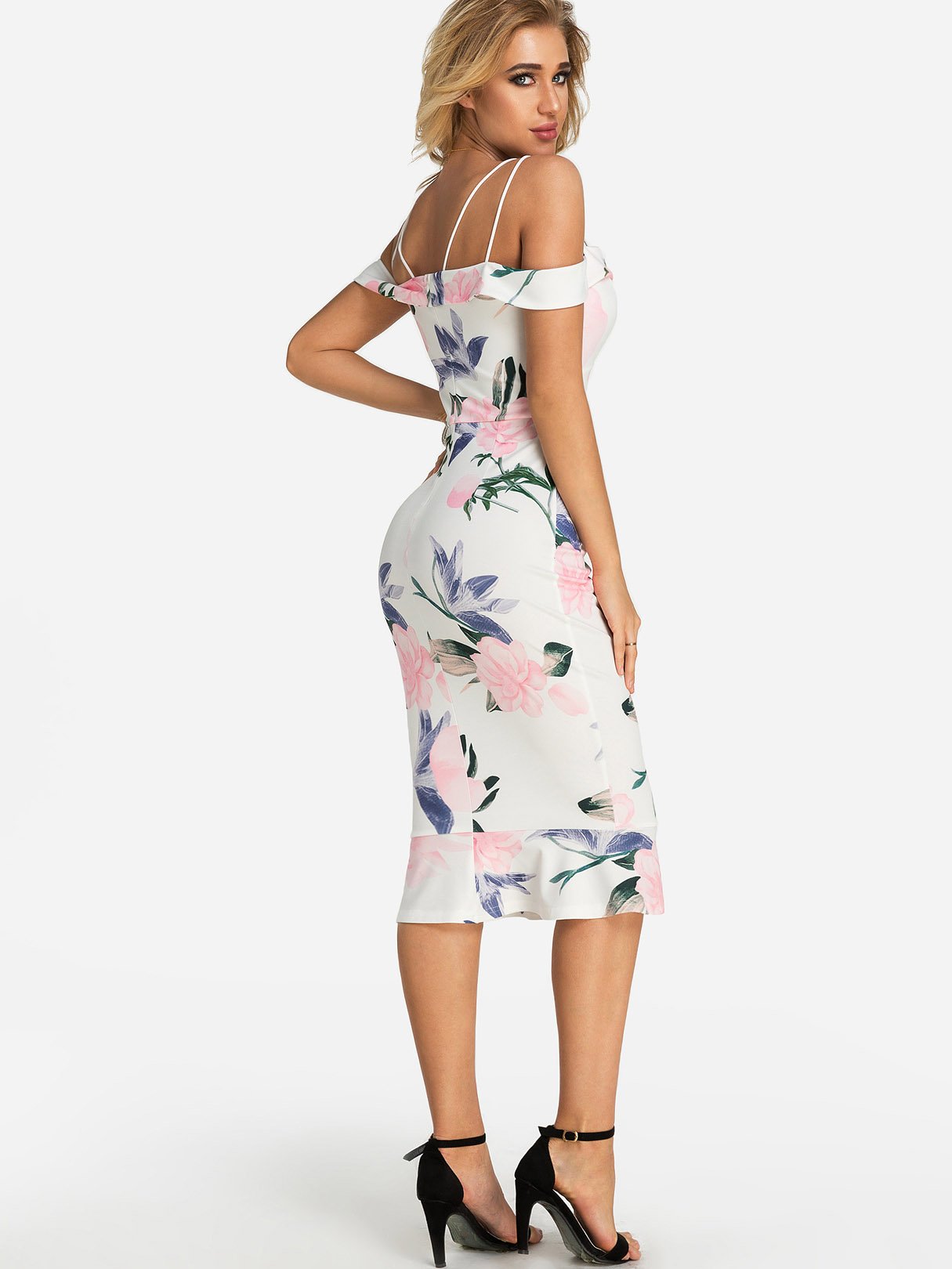 NEW FEELING Womens White Floral Dresses