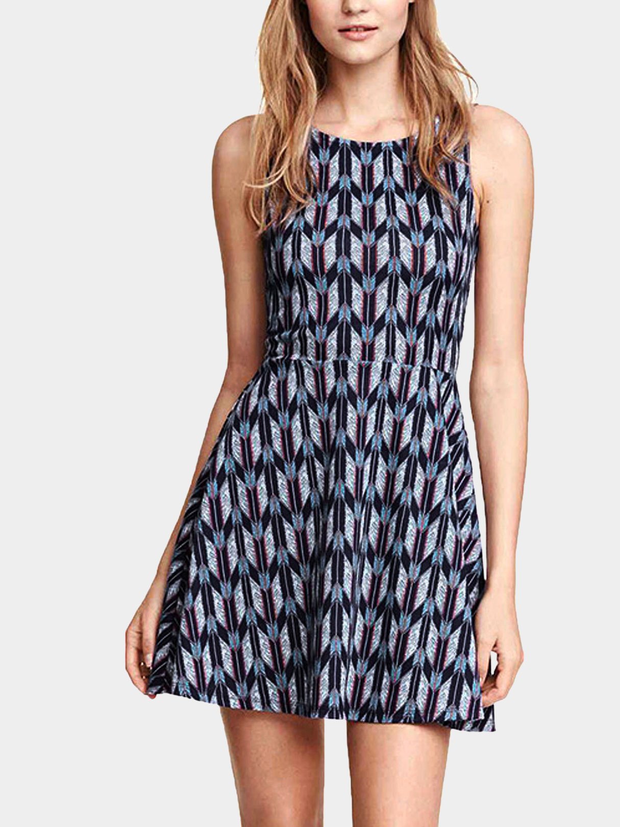 Wholesale Geometric Print Skater Dresses