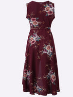OEM Ladies Burgundy Floral Dresses