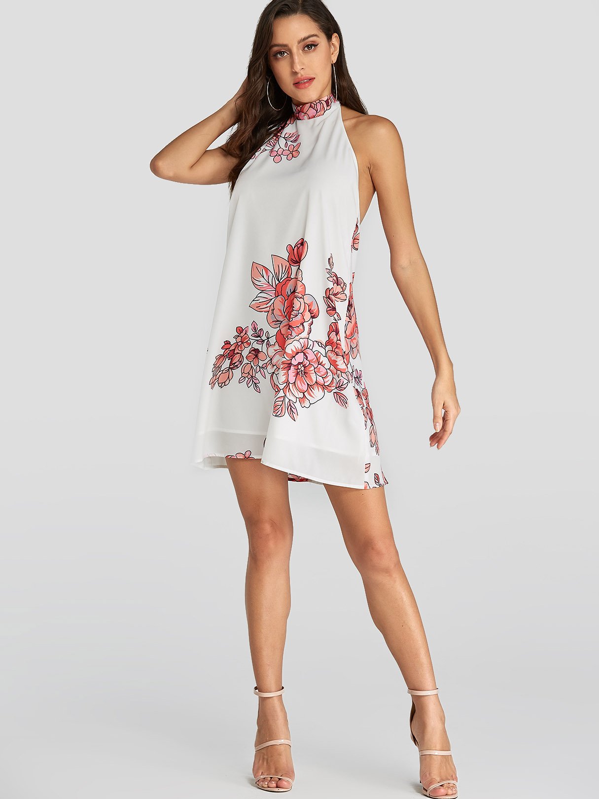 NEW FEELING Womens White Floral Dresses