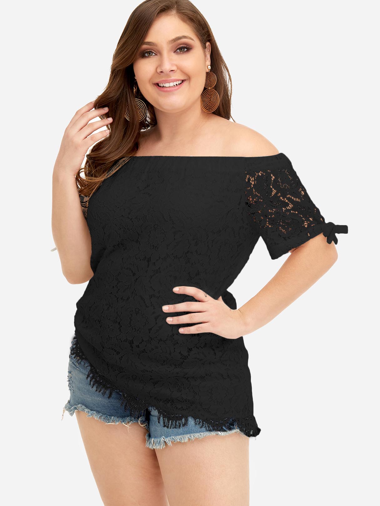 OEM Ladies Black Plus Size Tops