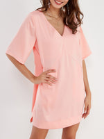 OEM Ladies Pink Shirt Dresses