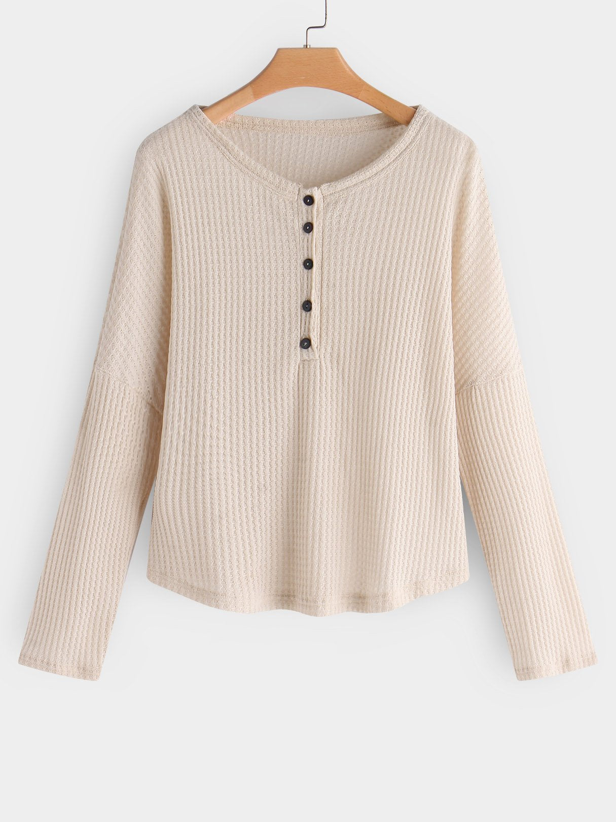 Wholesale Round Neck Plain Long Sleeve Apricot T-Shirts