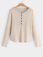 Wholesale Round Neck Plain Long Sleeve Apricot T-Shirts